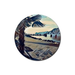 A Walk On Gardasee, Italy  Rubber Round Coaster (4 Pack) by ConteMonfrey