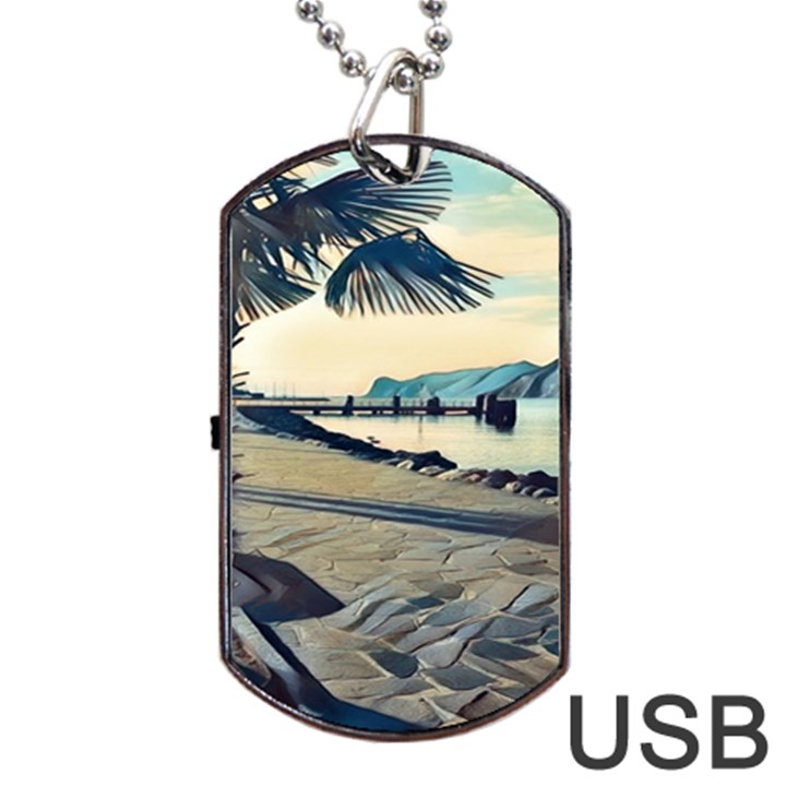 A walk on Gardasee, Italy. Dog Tag USB Flash (One Side)