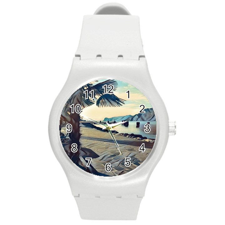 A walk on Gardasee, Italy. Round Plastic Sport Watch (M)