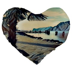 A Walk On Gardasee, Italy  Large 19  Premium Heart Shape Cushions by ConteMonfrey