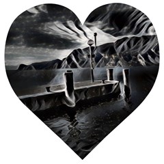 Smokey pier Wooden Puzzle Heart