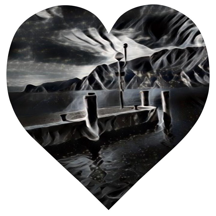 Smokey pier Wooden Puzzle Heart