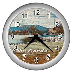 Calm Day On Lake Garda Wall Clock (silver) by ConteMonfrey