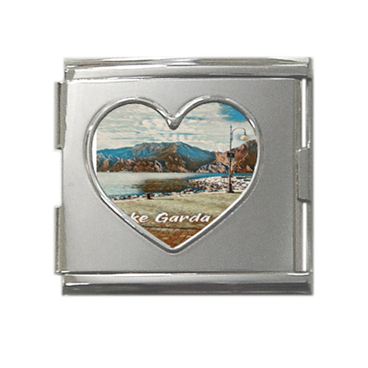 Calm Day On Lake Garda Mega Link Heart Italian Charm (18mm)