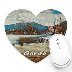 Calm Day On Lake Garda Heart Mousepad by ConteMonfrey