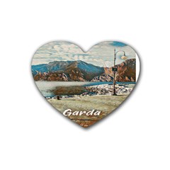 Calm Day On Lake Garda Rubber Heart Coaster (4 Pack) by ConteMonfrey