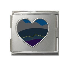 Abstract Landscape Art Design Pattern Water Mega Link Heart Italian Charm (18mm)