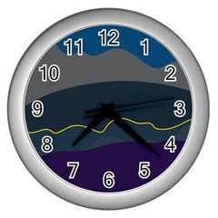 Abstract Landscape Art Design Pattern Water Wall Clock (silver)