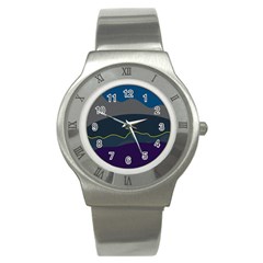 Abstract Landscape Art Design Pattern Water Stainless Steel Watch