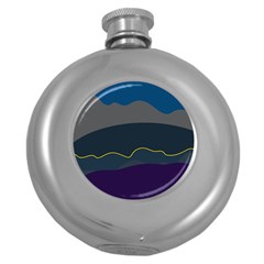 Abstract Landscape Art Design Pattern Water Round Hip Flask (5 Oz) by Jancukart