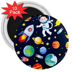 Space Galaxy Seamless Background 3  Magnets (10 Pack) 