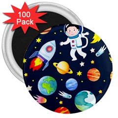 Space Galaxy Seamless Background 3  Magnets (100 Pack) by Jancukart