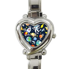 Space Galaxy Seamless Background Heart Italian Charm Watch