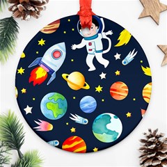 Space Galaxy Seamless Background Round Ornament (two Sides)