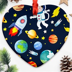 Space Galaxy Seamless Background Heart Ornament (two Sides) by Jancukart