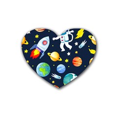 Space Galaxy Seamless Background Rubber Coaster (heart)