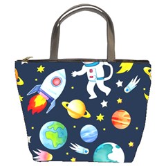 Space Galaxy Seamless Background Bucket Bag by Jancukart