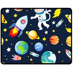 Space Galaxy Seamless Background One Side Fleece Blanket (medium)