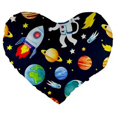 Space Galaxy Seamless Background Large 19  Premium Heart Shape Cushions