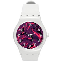 Abstract Pattern Texture Art Round Plastic Sport Watch (m)