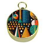 Christmas Pattern Gold Compasses Front