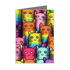 Cats Cat Cute Animal Rainbow Pattern Colorful Mini Greeting Card