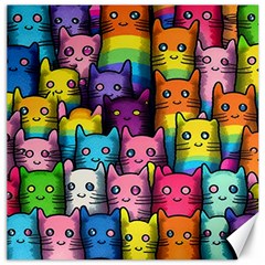 Cats Cat Cute Animal Rainbow Pattern Colorful Canvas 16  x 16 