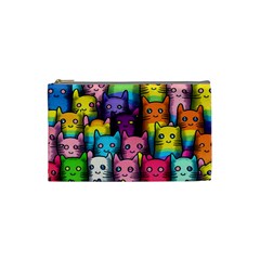 Cats Cat Cute Animal Rainbow Pattern Colorful Cosmetic Bag (Small)