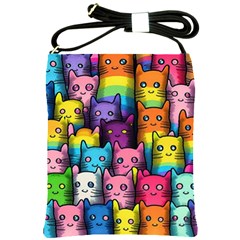 Cats Cat Cute Animal Rainbow Pattern Colorful Shoulder Sling Bag