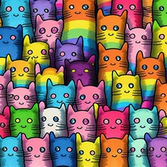 Cats Cat Cute Animal Rainbow Pattern Colorful Play Mat (Square)