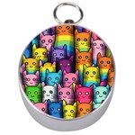 Cats Cat Cute Animal Rainbow Pattern Colorful Silver Compasses Front