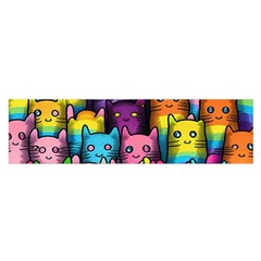 Cats Cat Cute Animal Rainbow Pattern Colorful Oblong Satin Scarf (16  x 60 )