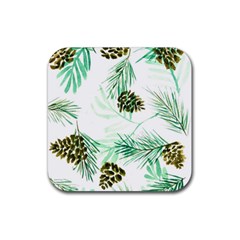 Watercolor Pattern Winter Rubber Coaster (square)