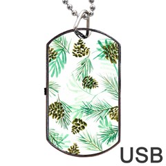 Watercolor Pattern Winter Dog Tag Usb Flash (one Side)