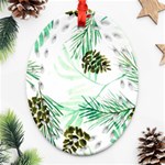 Watercolor Pattern Winter Ornament (Oval Filigree) Front