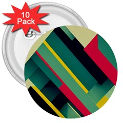 Pattern Abstract Geometric Design 3  Buttons (10 Pack)  by Jancukart