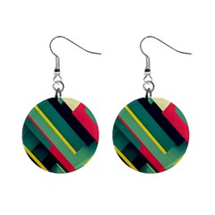 Pattern Abstract Geometric Design Mini Button Earrings by Jancukart