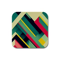 Pattern Abstract Geometric Design Rubber Square Coaster (4 Pack)