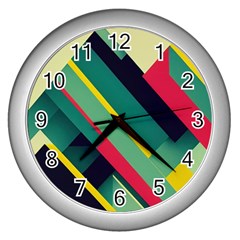 Pattern Abstract Geometric Design Wall Clock (silver) by Jancukart