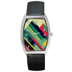 Pattern Abstract Geometric Design Barrel Style Metal Watch