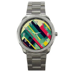 Pattern Abstract Geometric Design Sport Metal Watch