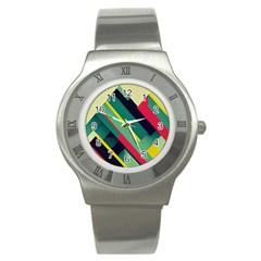 Pattern Abstract Geometric Design Stainless Steel Watch