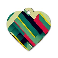 Pattern Abstract Geometric Design Dog Tag Heart (two Sides)