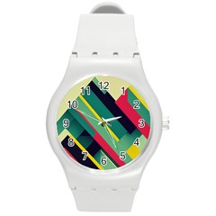 Pattern Abstract Geometric Design Round Plastic Sport Watch (m)