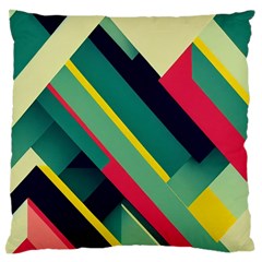 Pattern Abstract Geometric Design Standard Premium Plush Fleece Cushion Case (one Side)