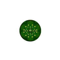 Lotus Bloom In Gold And A Green Peaceful Surrounding Environment 1  Mini Buttons by pepitasart