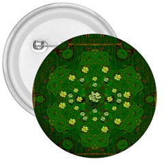 Lotus Bloom In Gold And A Green Peaceful Surrounding Environment 3  Buttons by pepitasart