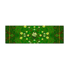 Lotus Bloom In Gold And A Green Peaceful Surrounding Environment Sticker (bumper) by pepitasart