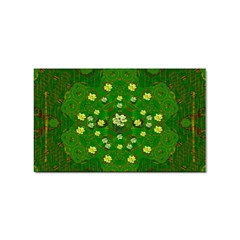 Lotus Bloom In Gold And A Green Peaceful Surrounding Environment Sticker Rectangular (100 Pack) by pepitasart