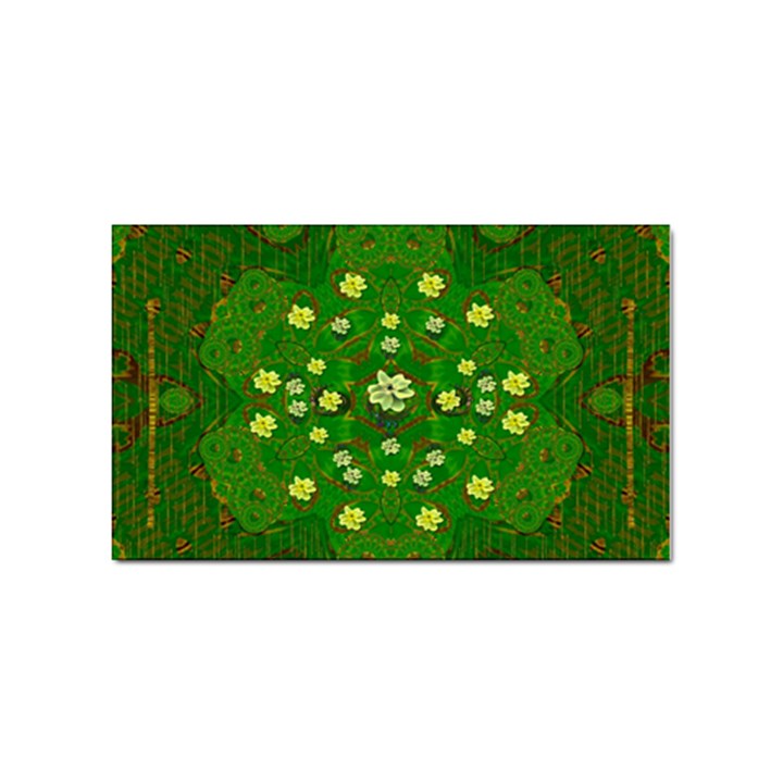 Lotus Bloom In Gold And A Green Peaceful Surrounding Environment Sticker Rectangular (100 pack)